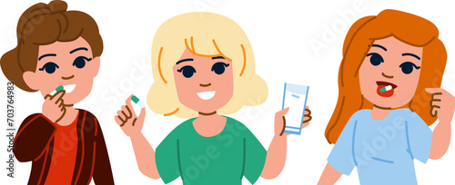 medicine kid pills girl vector. supplement pharmacy, vitamin take, mouth drug medicine kid pills girl character. people flat cartoon illustration