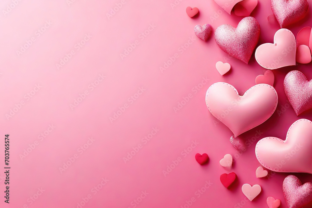 Background banner for Valentine's Day - abstract background with pink and red hearts, a place for text, the concept of love