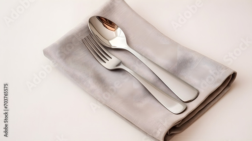 Cutlery on a grey napkin