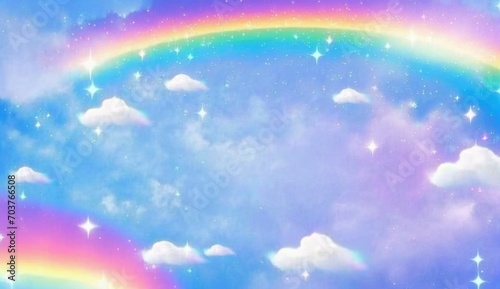 Dream cute fantasy sky rainbow glitter background material