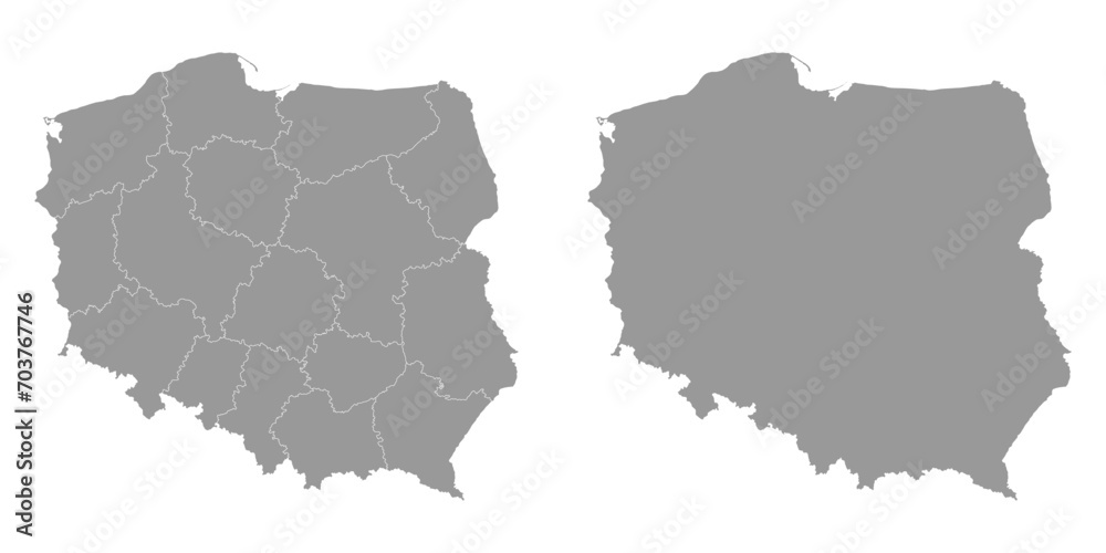 Fototapeta premium Poland gray map with provinces. Vector illustration.