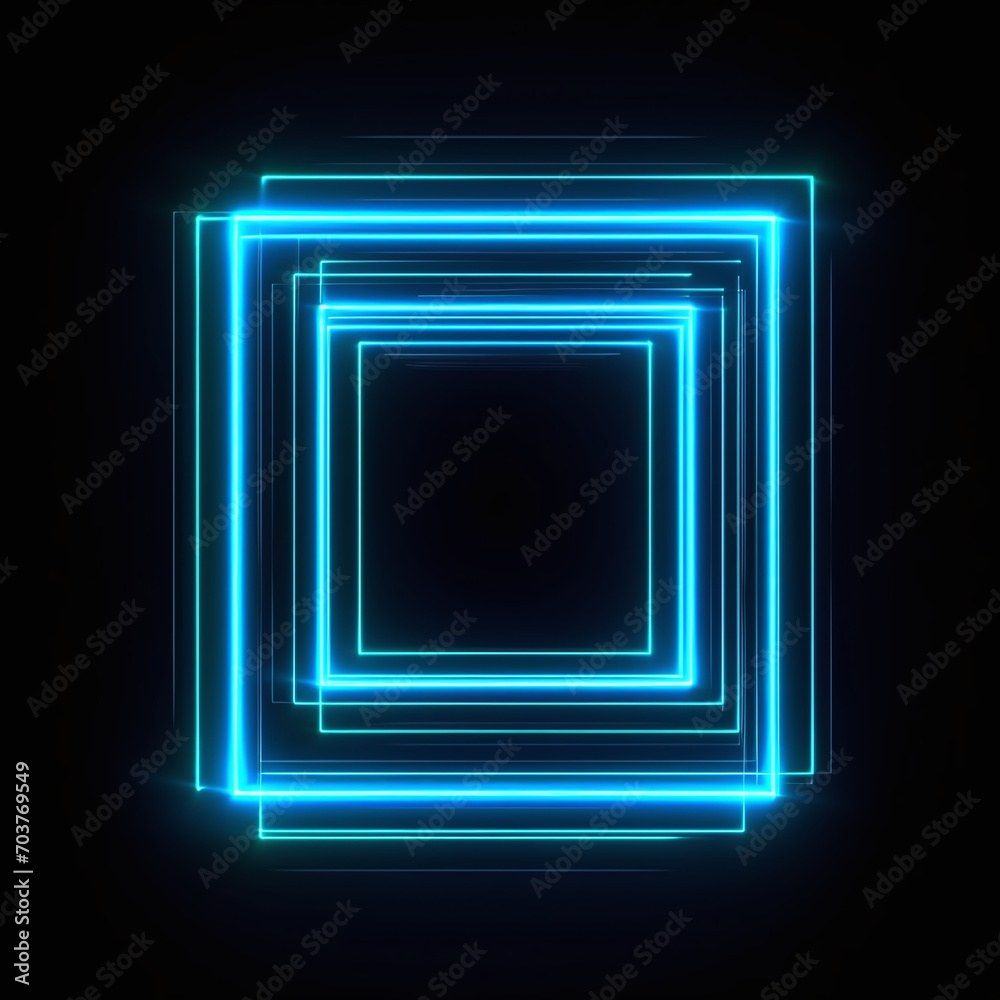 Neon frame on a black background, with empty space for an object or text Neon frame on a black background, with empty space for an object or text