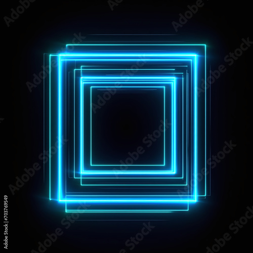 Neon frame on a black background  with empty space for an object or text