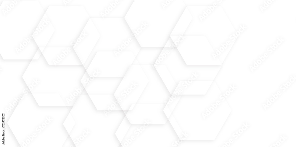Abstract white and grey seamless hexagon pattern background. Abstract hexagonal concept technology background. Vector Illustration	
