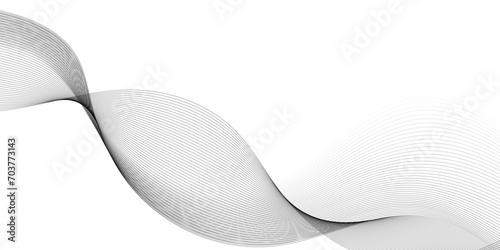 Abstract wavy white and grey curved lines on transparent background. Frequency sound wave lines and technology background, Design for brochure, flyer, banner, template, business wave lines background. © Mirror