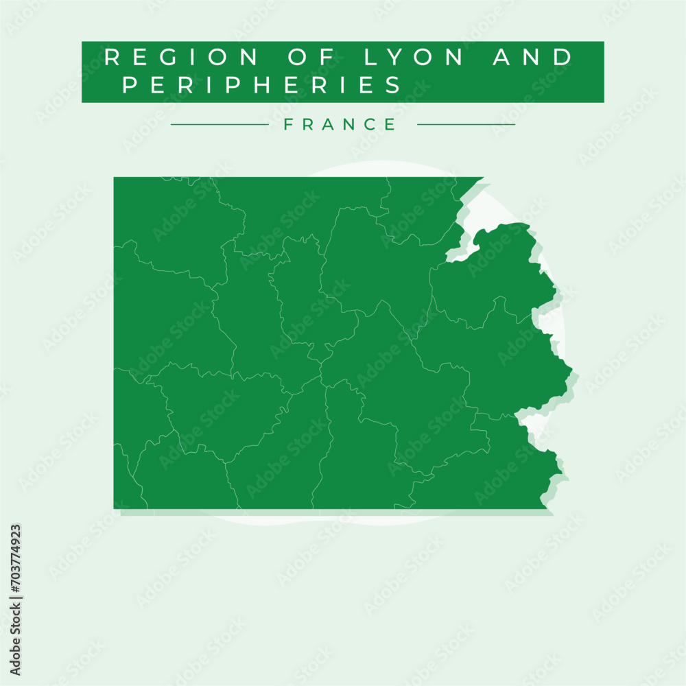 Vector illustration vector of Region of Lyon and peripheries map France