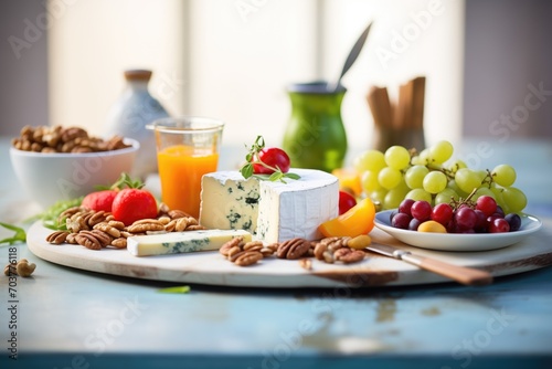 artisan cheese platter with nuts and fruit