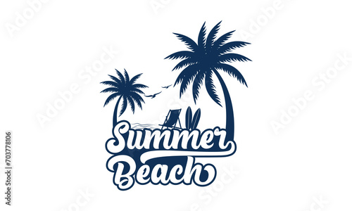 Summer beach logo design vector