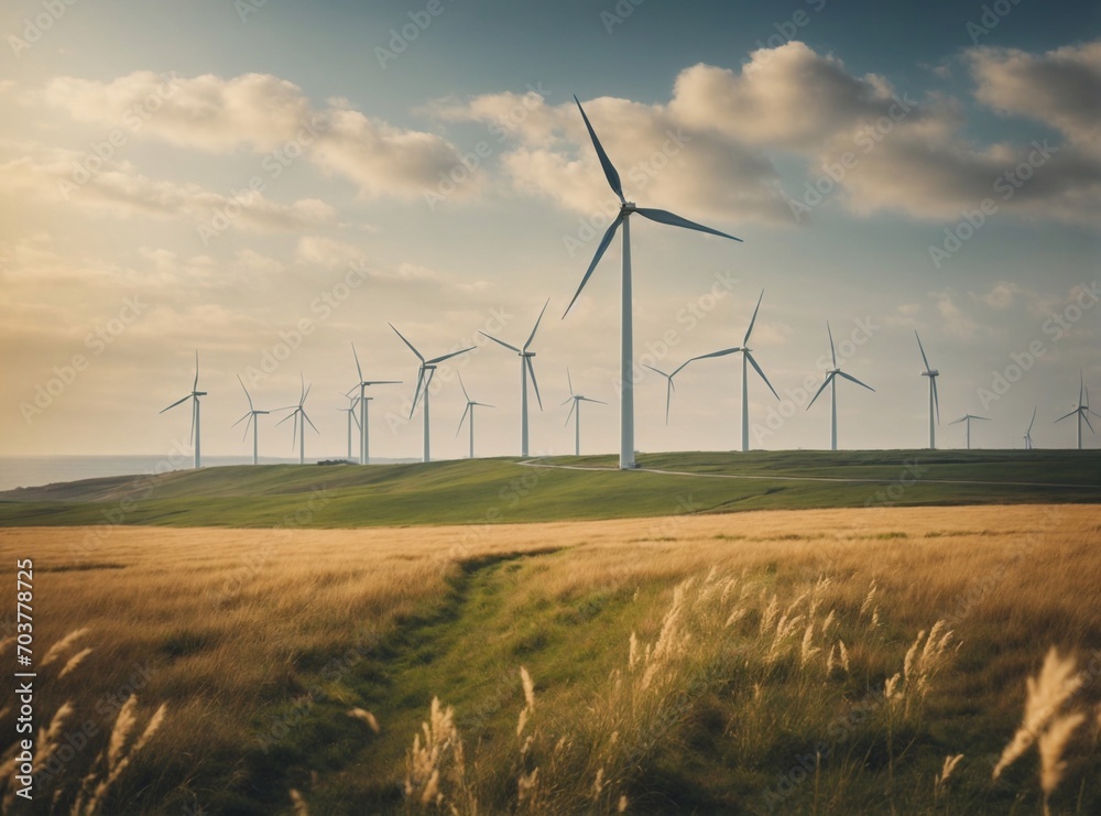 Fototapeta wind turbines farm