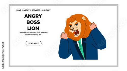 roar angry boss lion vector. megaphone sheep, lamb head, suit hungry roar angry boss lion web flat cartoon illustration
