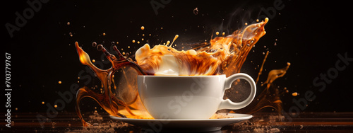 delicious coffee in a cup, splash.Generative AI photo