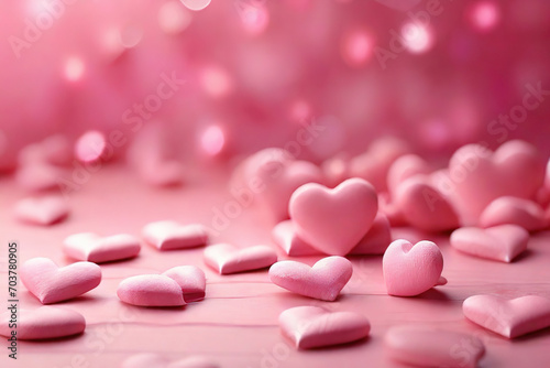abstract pink background with pink hearts, festive background for Valentine's Day