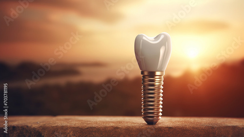 Close up of dental teeth implant.Generative AI photo