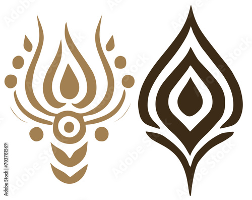 Vector henna tattoo style drawings