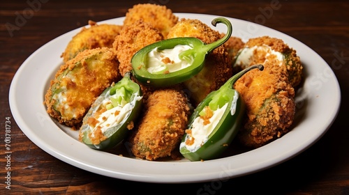 A plate of spicy jalapeo poppers with a creamy cream cheese filling