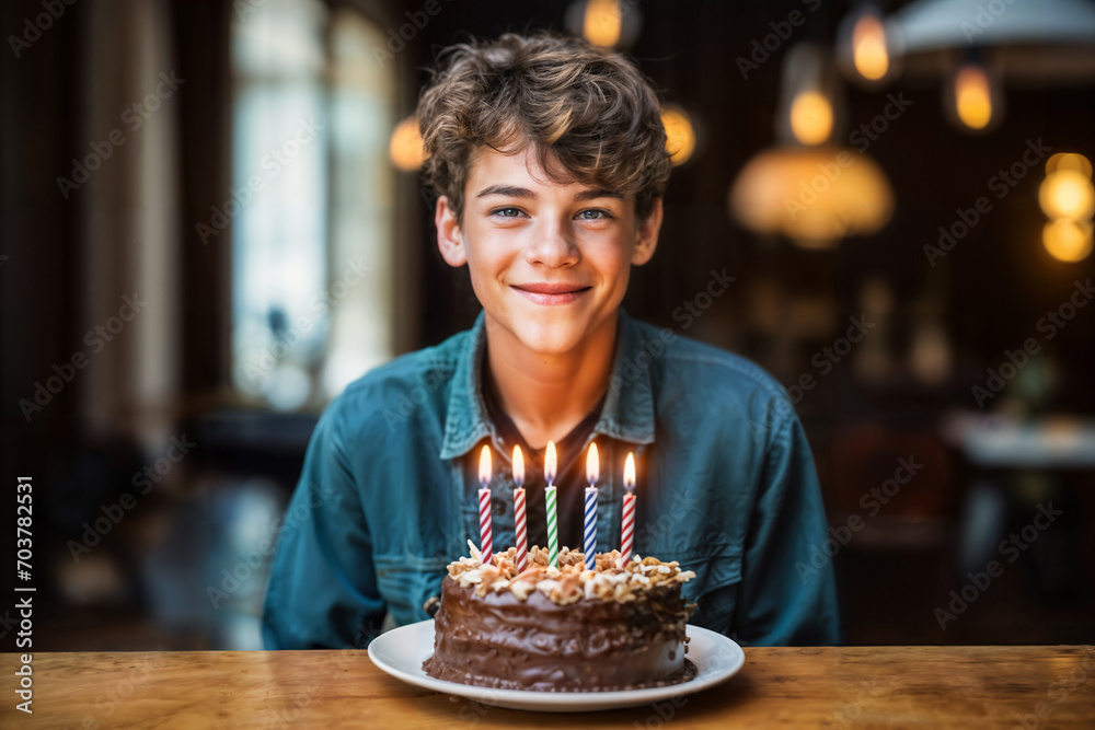 Birthday Wish and Chocolate Cake. Generative AI