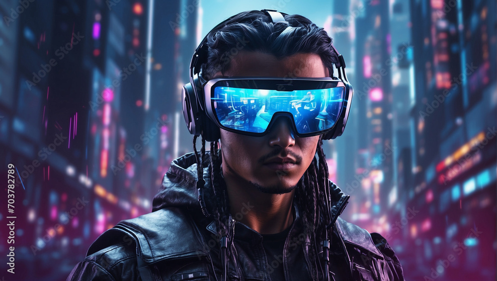 Close up portrait of cyberpunk Hacker Close up portrait of cyberpunk Hacker