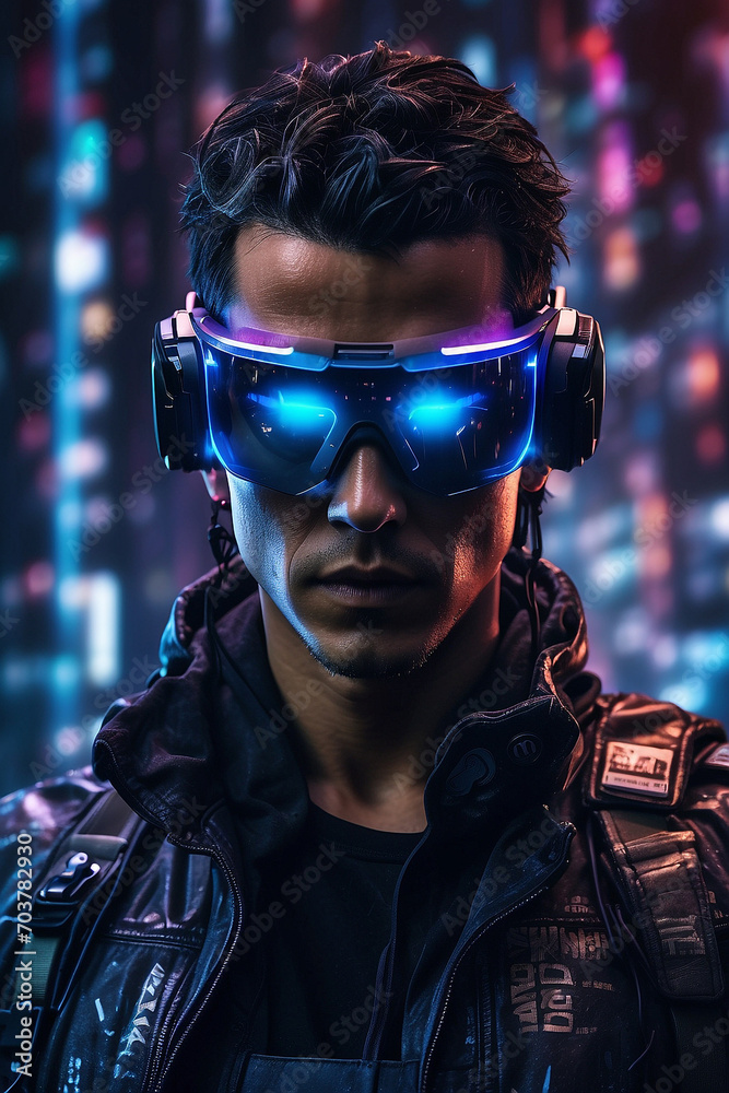 Close up portrait of cyberpunk Hacker Close up portrait of cyberpunk Hacker