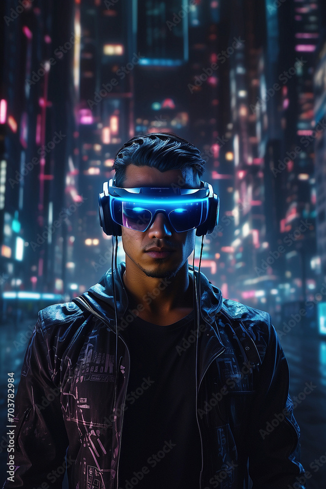 Close up portrait of cyberpunk Hacker Close up portrait of cyberpunk Hacker