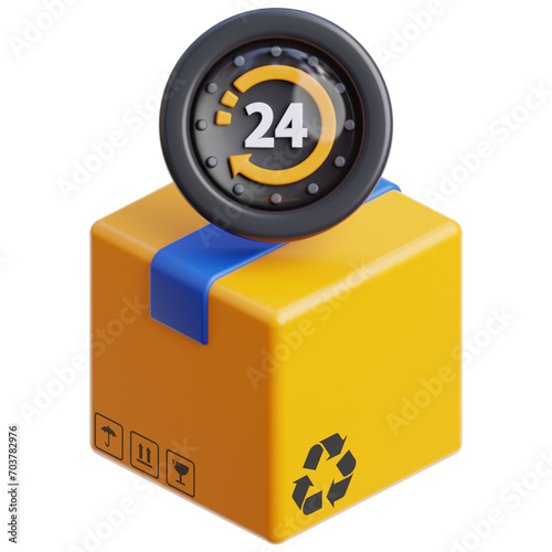 PNG 3D 24 hours delivery icon isolated on a white background 