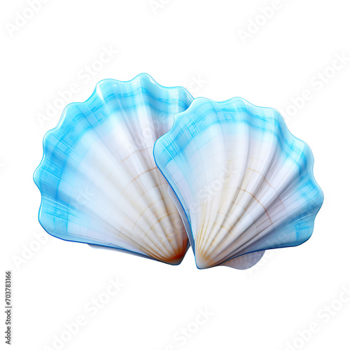 Blue seashells Isolated on transparent background