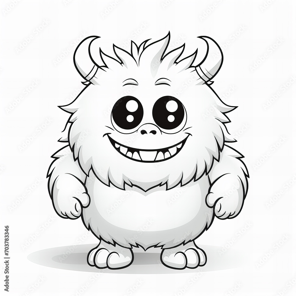 Gentle Furry Monster Coloring Page Illustration