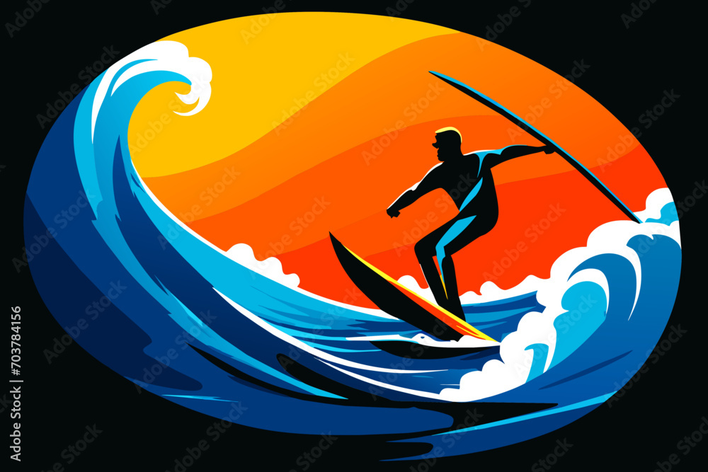 Windsurfer riding the waves. vektor illustation