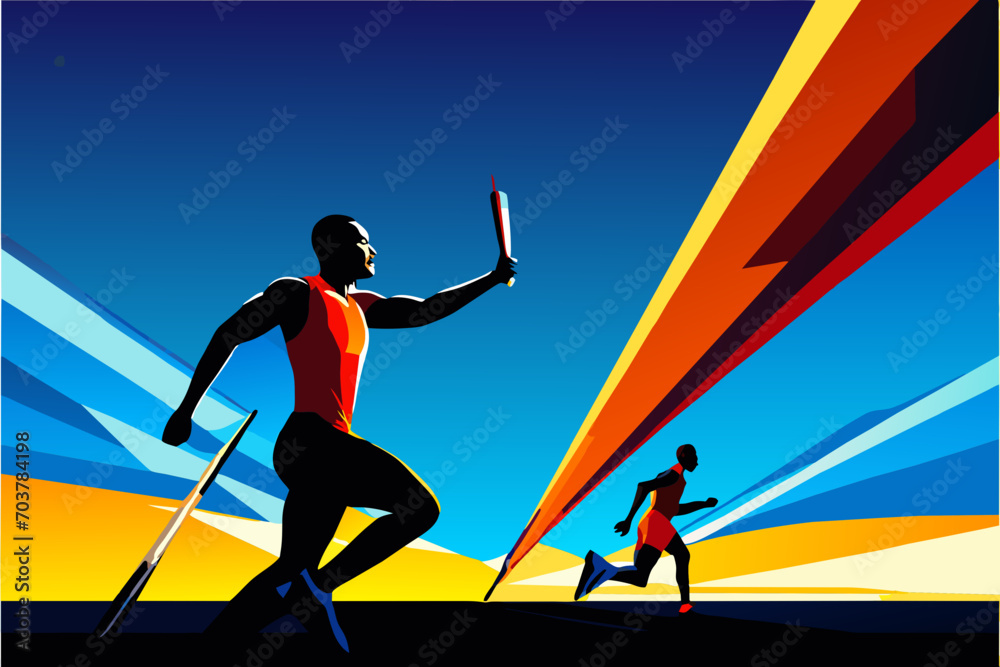 Athlete passing the baton in relay. vektor illustation Athlete passing the baton in relay. vektor illustation