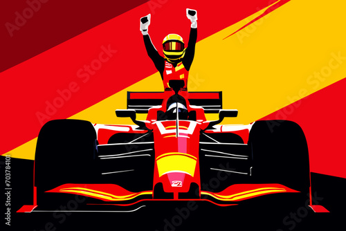Racer's victory celebration. vektor illustation