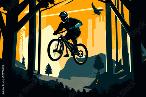 BMX rider doing tricks in a park. vektor illustation