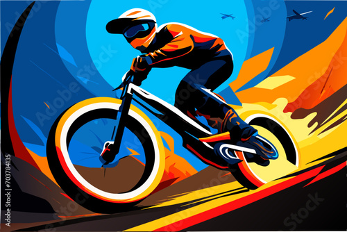 BMX rider on a dirt track. vektor illustation
