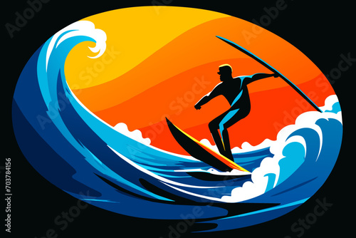 Windsurfer riding the waves. vektor illustation