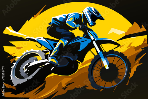 Motocross rider catching big air. vektor illustation
