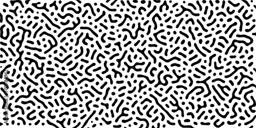 Abstract Turing organic wallpaper with background. Turing reaction diffusion monochrome seamless pattern with chaotic motion. Natural seamless line pattern. Linear design with biological shapes.  photo