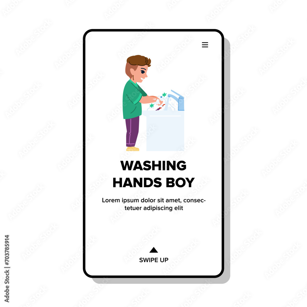 child washing hands boy vector. hygiene soap, water kid, sink girl child washing hands boy web flat cartoon illustration child washing hands boy vector. hygiene soap, water kid, sink girl child washing hands boy web flat cartoon illustration