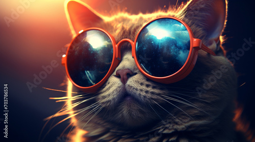 Galactic Feline Vibes: Cat with Stylish Space Shades