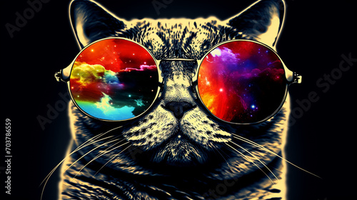 Cosmic Kitty: Cool Cat Sporting Space Sunglasses