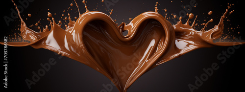 Milk chocolate heart on a black background isolated. Valentine's Day. photo
