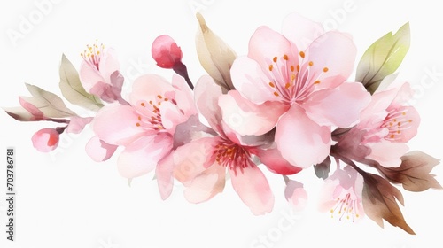decoration Spring flower Watercolor cherry background © MdImam