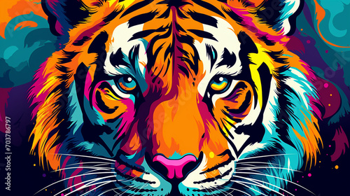 Colorful Stripes Royalty  Pop Art Interpretation of the Tiger King s Head