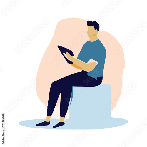 Investment illustration. People characters investing money in self development. Vector illustration. isolated white background