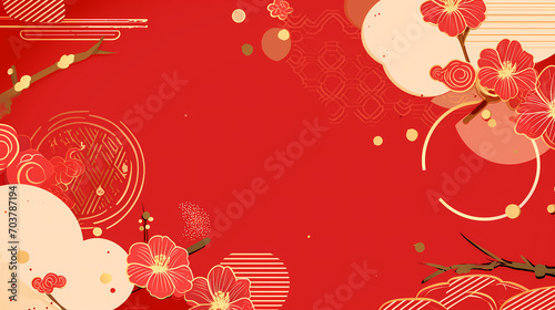 red floral chinese new year background,, banner