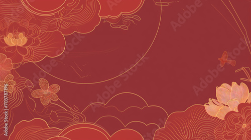 red floral chinese new year background,, banner