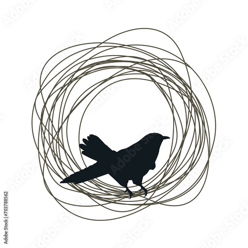 The symbol of a forest bird in a nest.