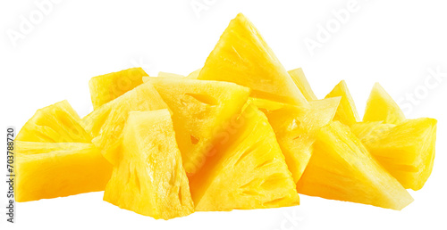 Pineapple slice isolated on white background, full depth of field