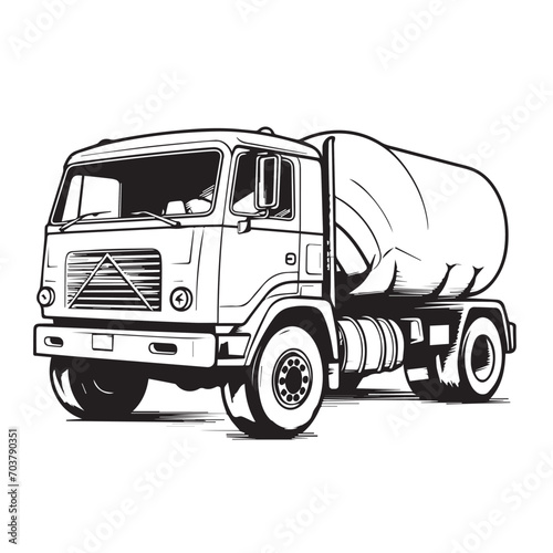 Concrete mixer truck in cartoon, doodle style. Isolated 2d vector illustration in logo, icon, sketch style, Eps 10, black and white. AI Generative