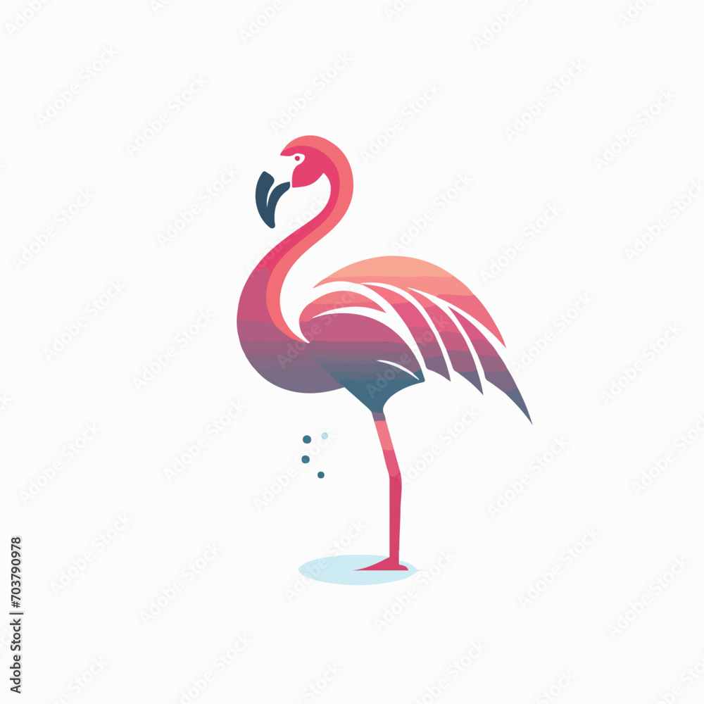 Fototapeta premium Flamingo in cartoon, doodle style. Isolated 2d vector illustration in logo, icon, sketch style, Eps 10. AI Generative