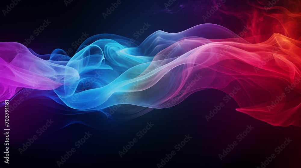 Neon Dreamscape: Colorful Abstract Fog Dancing on a Black Canvas