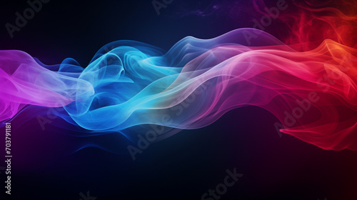 Neon Dreamscape: Colorful Abstract Fog Dancing on a Black Canvas