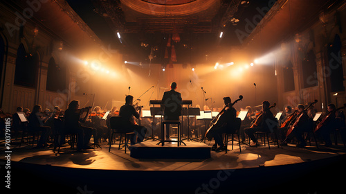 Classical Orchestra Rehearsal for concert photo